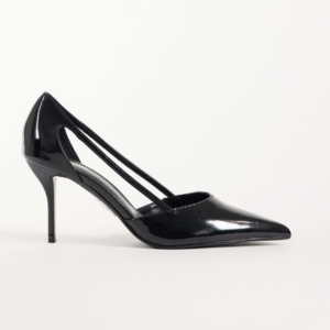 Simmi London Wide Fit Shelli Pointed court shoe in Black PU