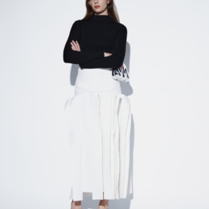 ARRANGE structured midi skirt with ruffle detail in white