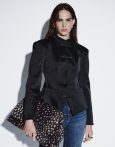 ASOS DESIGN Tailored strong shoulder satin blazer in black