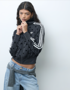 adidas Originals Firebird polka dot track top in black