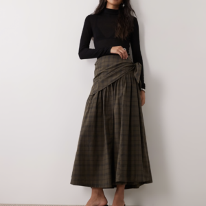 ASOS DESIGN scarf detail midi skirt in seersucker check