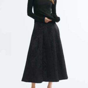 A-Line Brocade Skirt Black