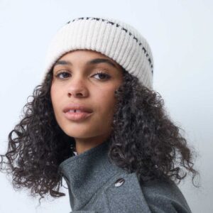 Accessorize black edge beanie in cream