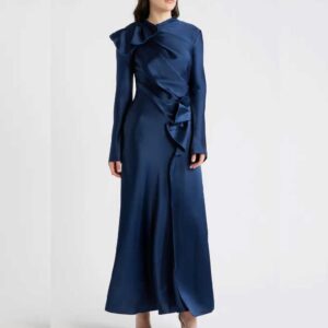 Acler Ramwark Long Sleeve Satin Gown