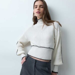 ASOS DESIGN knitted contrast edge ribbed sweater