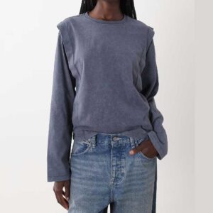 ASOS DESIGN seam detail long sleeve t-shirt in washed gray