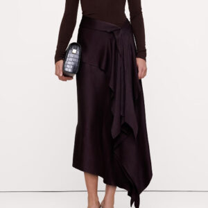 Asymmetric Hammered Satin Ruffle Skirt