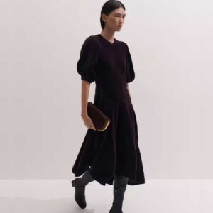 Asymmetric Hem Dress Cord Velour
