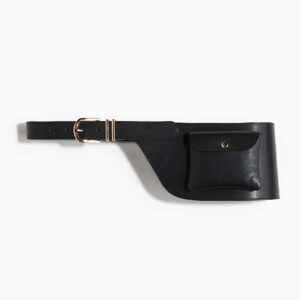 Asymmetric Pocket-Detail Belt Black