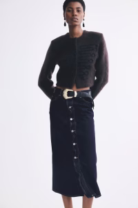 Denim Skirt with Wire Boning