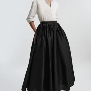 Taffeta Woven Maxi Skirt
