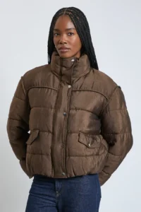 Padded and Rib Mix Short Coat