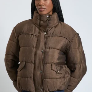 Padded and Rib Mix Short Coat