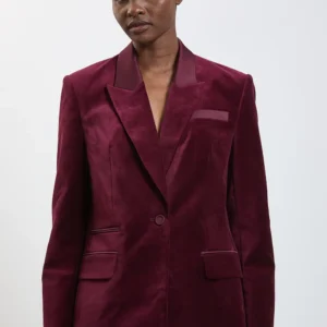 Harper's Bazaar Velvet and Satin Mix Tailored Double Breasted Blazer
