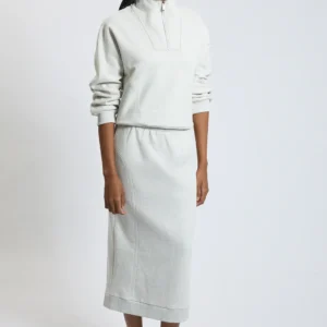 Premium Cotton Seam Detail Midi Skirt
