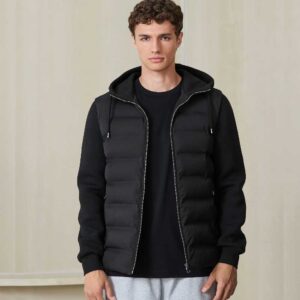 Black Smart Quilted Hybrid Hooded Jacket