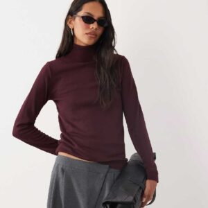 Brave Soul super soft turtle neck sweater in plum