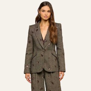 Chamberlain Sequined Blazer Beige/Black/Gold Flower Sequin