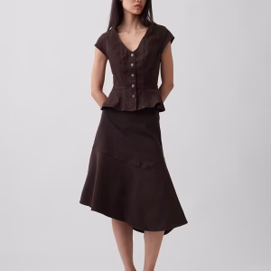Denim Asymmetrical Midi Skirt