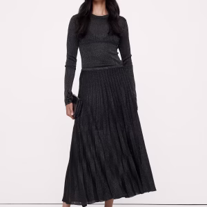 Pleated Metallic Sweater Skirt