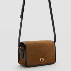 Contrast leather crossbody bag Medium Brown