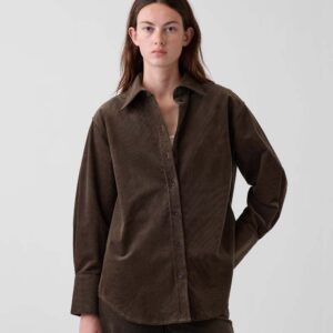 Corduroy Big Shirt Bamboo Green
