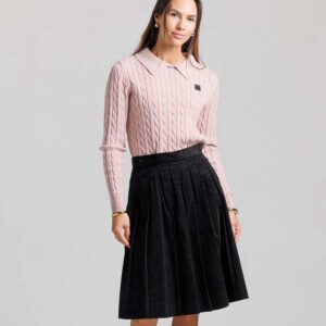 Corduroy Pleated Skirt - Black