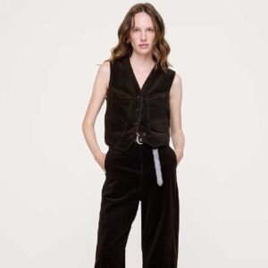 Corduroy Pocket Vest Double Chocolate Brown