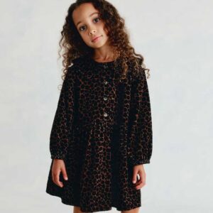 Cotton-Blend Corduroy Dress Brown/leopard print