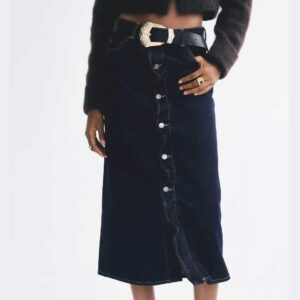 Denim Skirt with Wire Boning