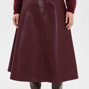 English Factory Faux Leather A-Line Midi Skirt