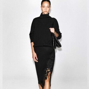 EMBROIDERED DOUBLE-FACED WOOL WRAP SKIRT