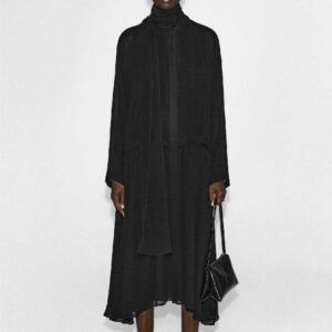 FLUID SCARF-DETAIL MIDI DRESS Black