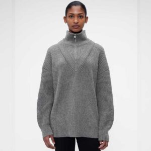Gap × Victoria Beckham CashSoft High-Neck Pullover Charcoal Heather