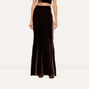 In NYFW Zeta Velvet Maxi Skirt