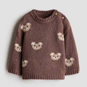 Jacquard-Knit Sweater Brown/bears