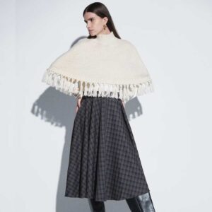 JDY high waist pleated midi skirt in navy checks