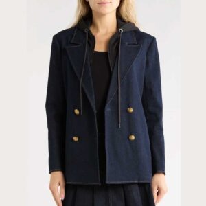 Jordan Double Breasted Denim Blazer with Removable Hood