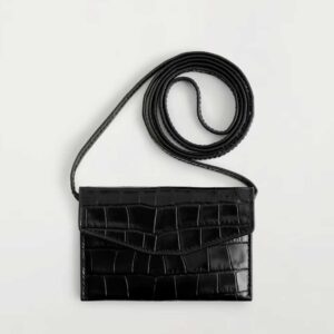 LEATHER CARDHOLDER Black / Croc effect