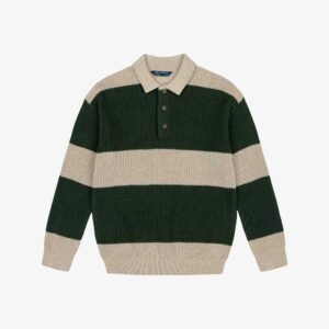 Mayoral Nukutavake Boys Green & Beige Striped Knit Sweater