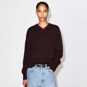 MERINO WOOL LAYERED V-NECK SWEATER