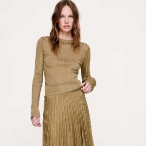 Metallic Crew-Neck Sweater