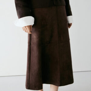 Midi skirt with suede effect