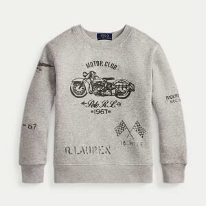 Motorcycle-Print Fleece Sweatshirt