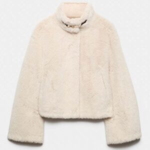 M&S Faux Fur Funnel Neck Cropped Jacket
