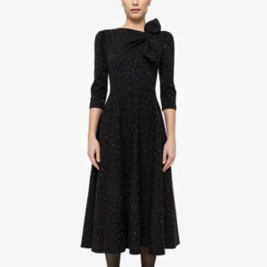 NISSA rhinestone-embellished brocade midi dress