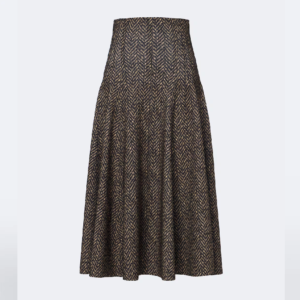 Norma Kamali Herringbone pleated midi skirt