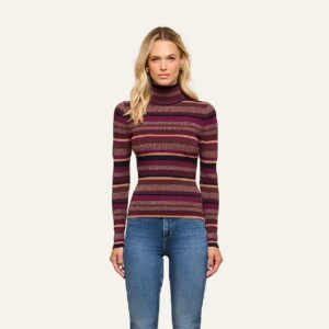 Olene Striped Turtleneck Burgundy/Brown Multi Stripe