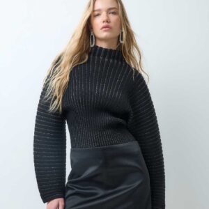 & Other Stories long sleeve knit top with high neck and rib detail