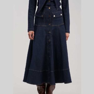 OUTLAW A-LINE DENIM MIDI SKIRT